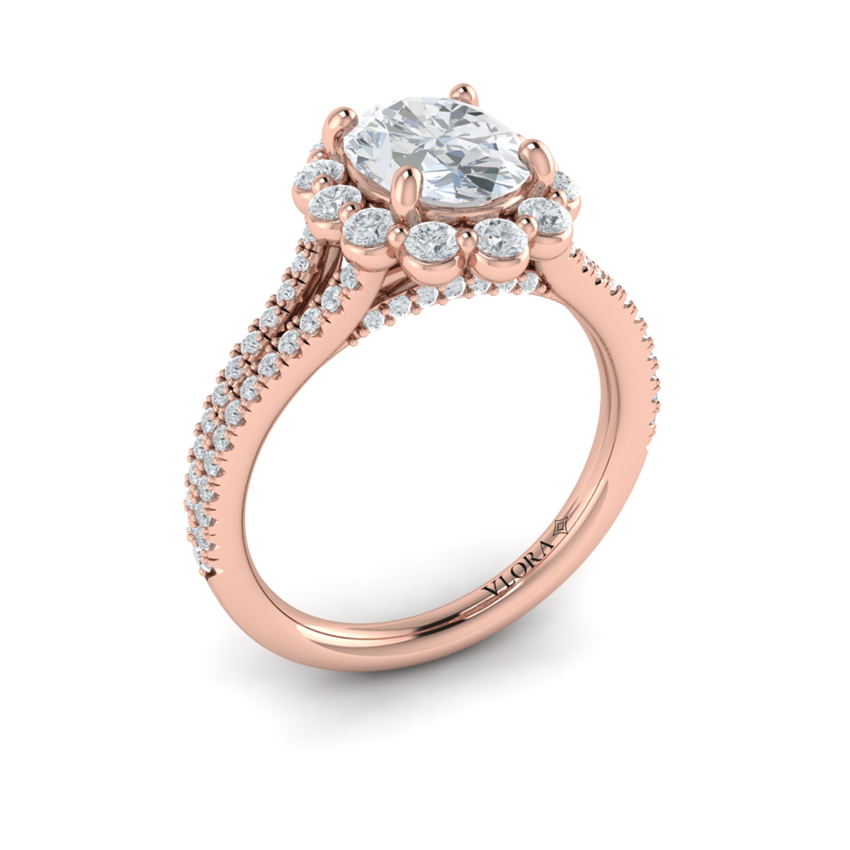 Corsage Halo Oval Engagement Ring