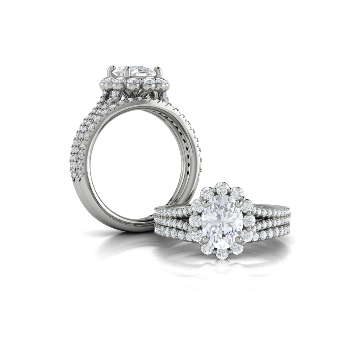 Corsage Halo Oval Engagement Ring