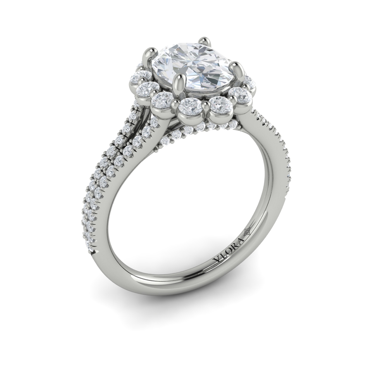 Corsage Halo Oval Engagement Ring