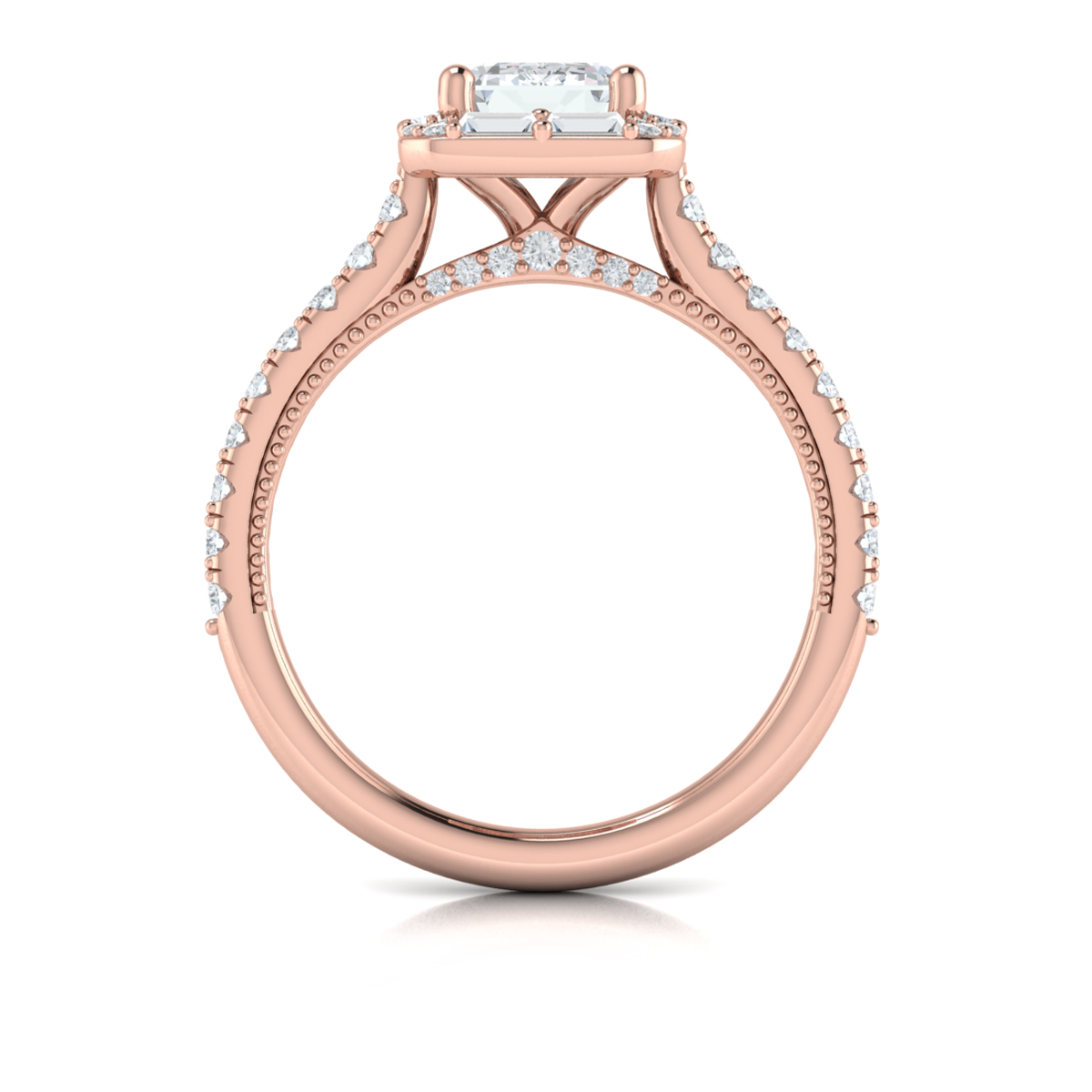 Deco Elegance Emerald Cut Halo Engagement Ring