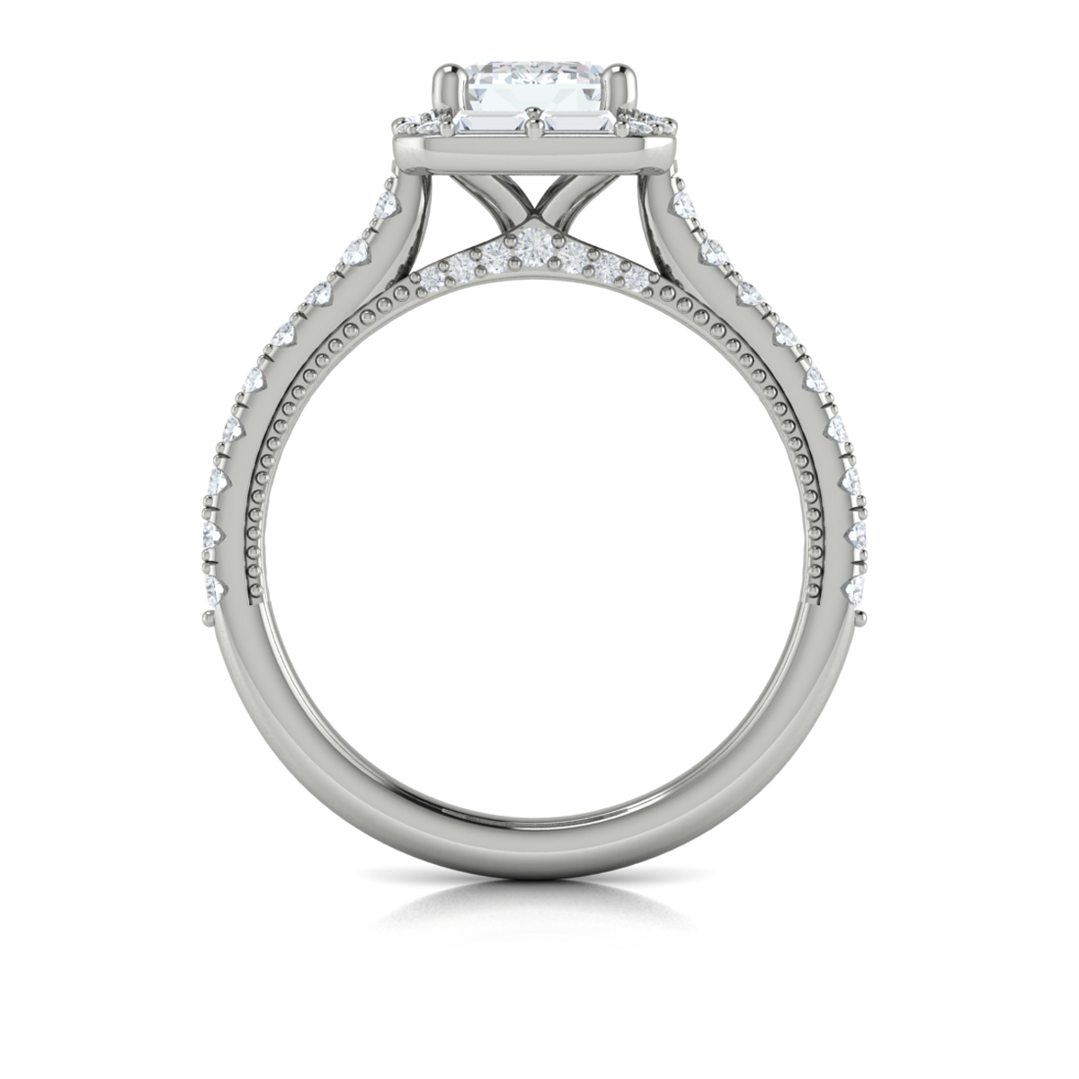 Deco Elegance Emerald Cut Halo Engagement Ring