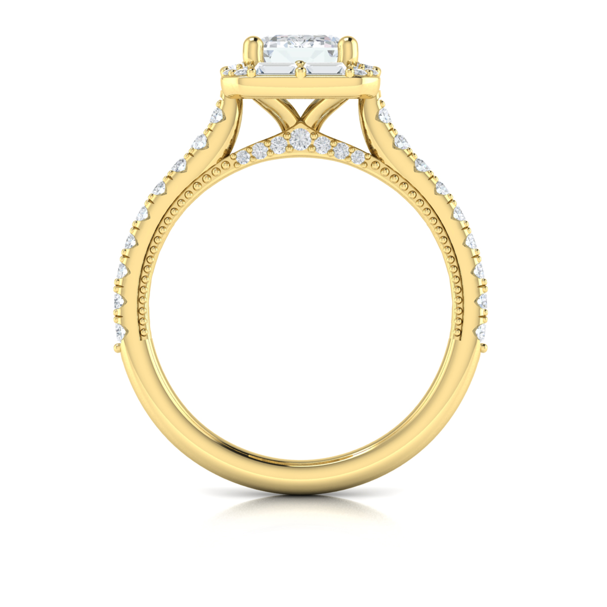 Deco Elegance Emerald Cut Halo Engagement Ring