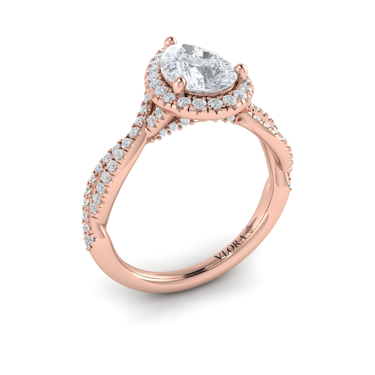 Entwined Pear Halo Engagement Ring