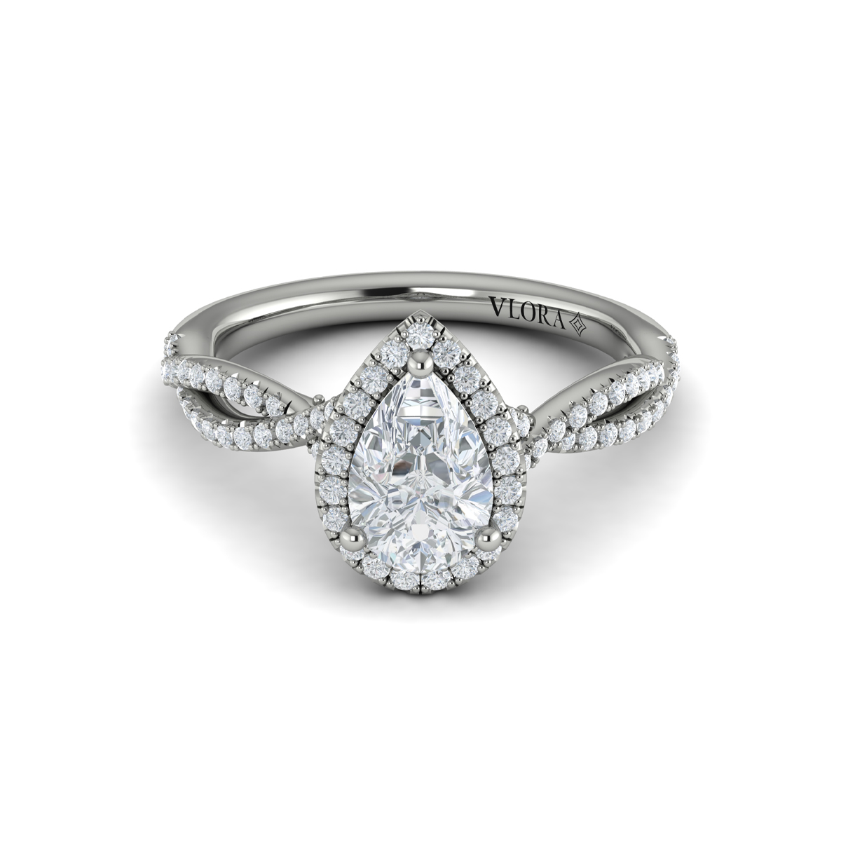 Entwined Pear Halo Engagement Ring
