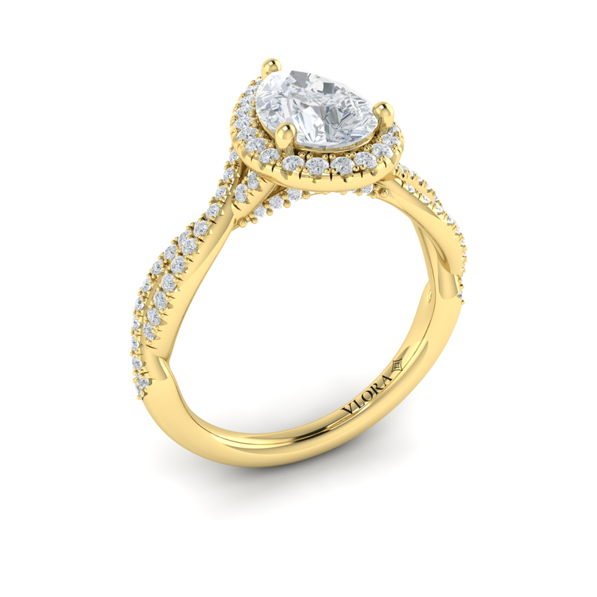 Entwined Pear Halo Engagement Ring