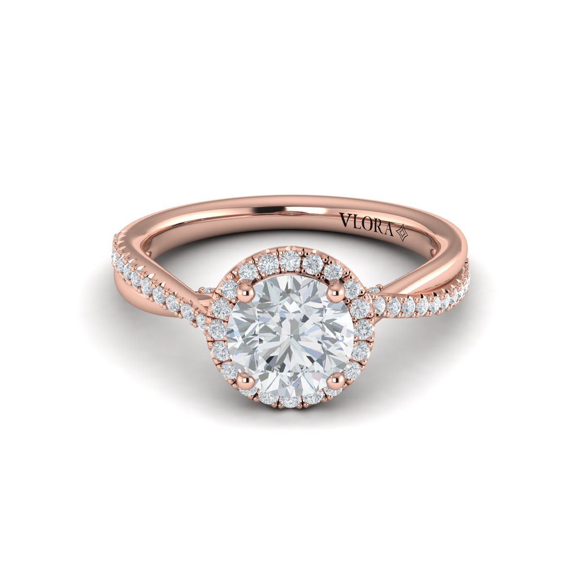 Entwined Halo Round Engagement Ring