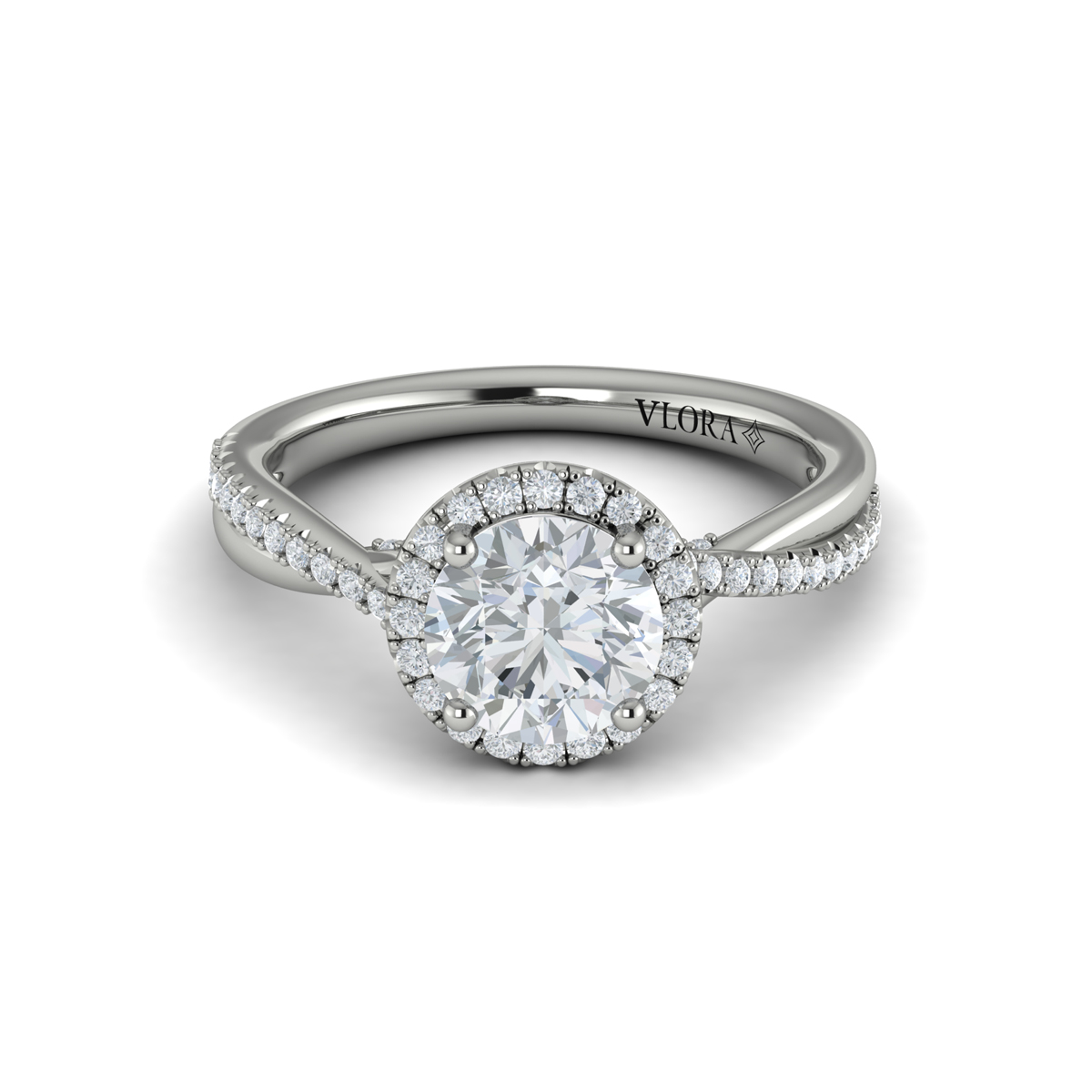 Entwined Halo Round Engagement Ring