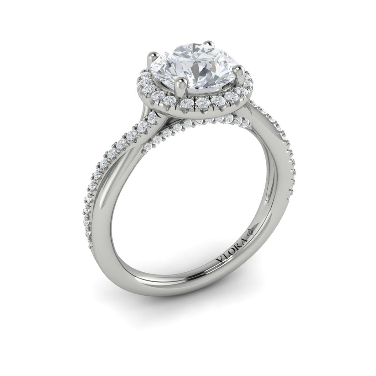Entwined Halo Round Engagement Ring