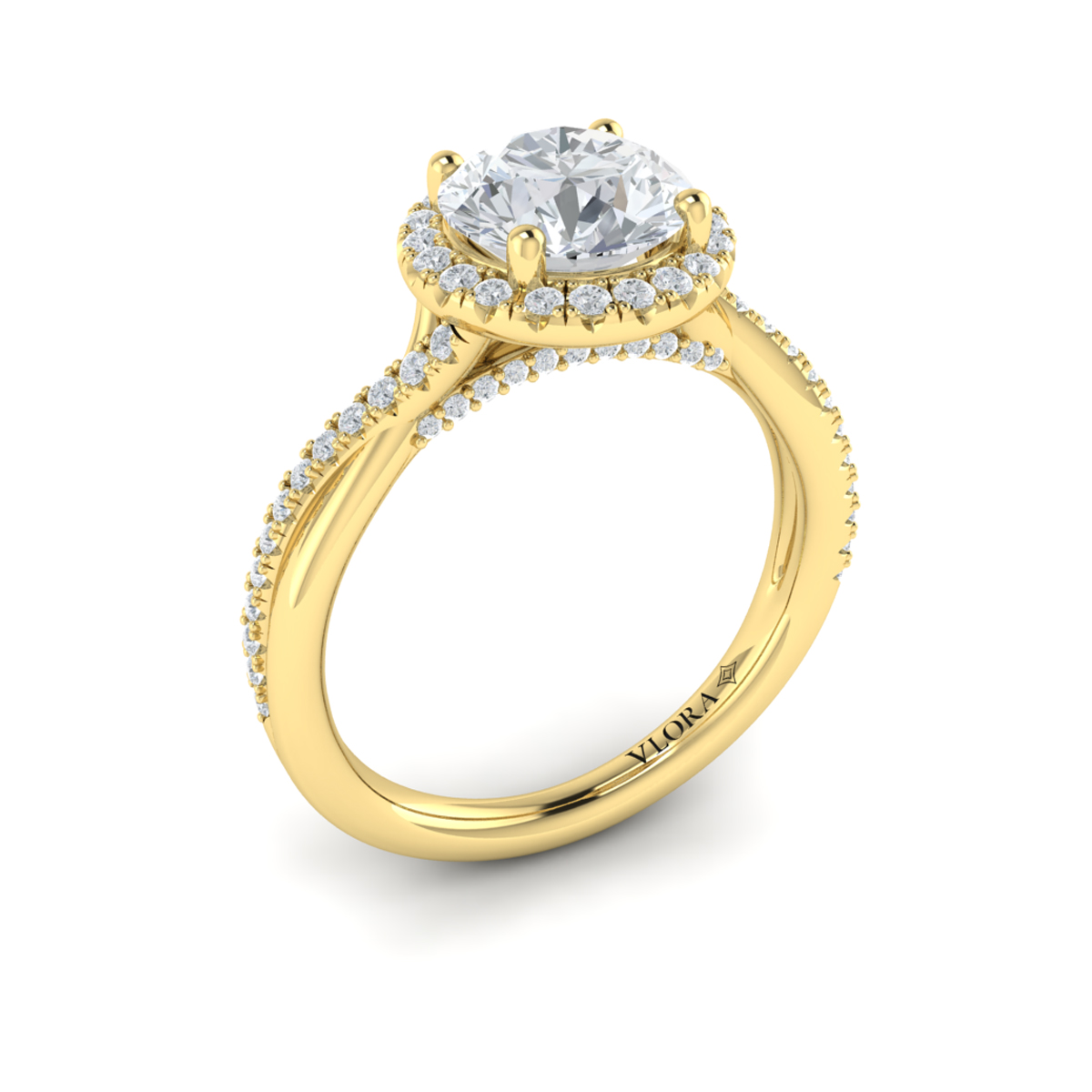 Entwined Halo Round Engagement Ring