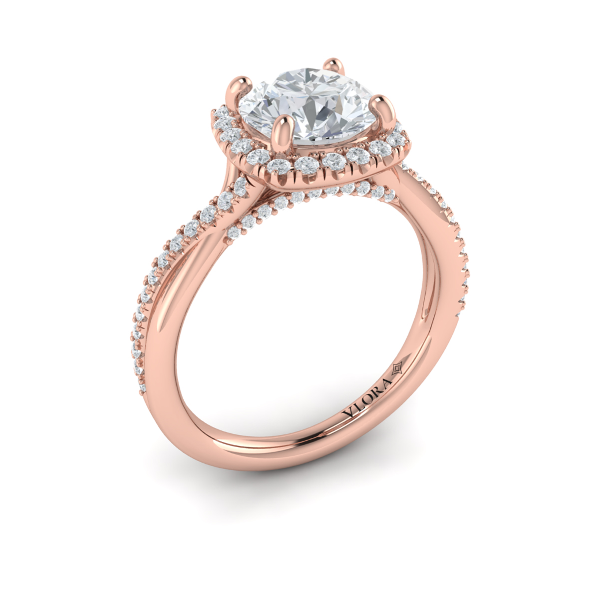 Entwined Euro Halo Round Engagement Ring