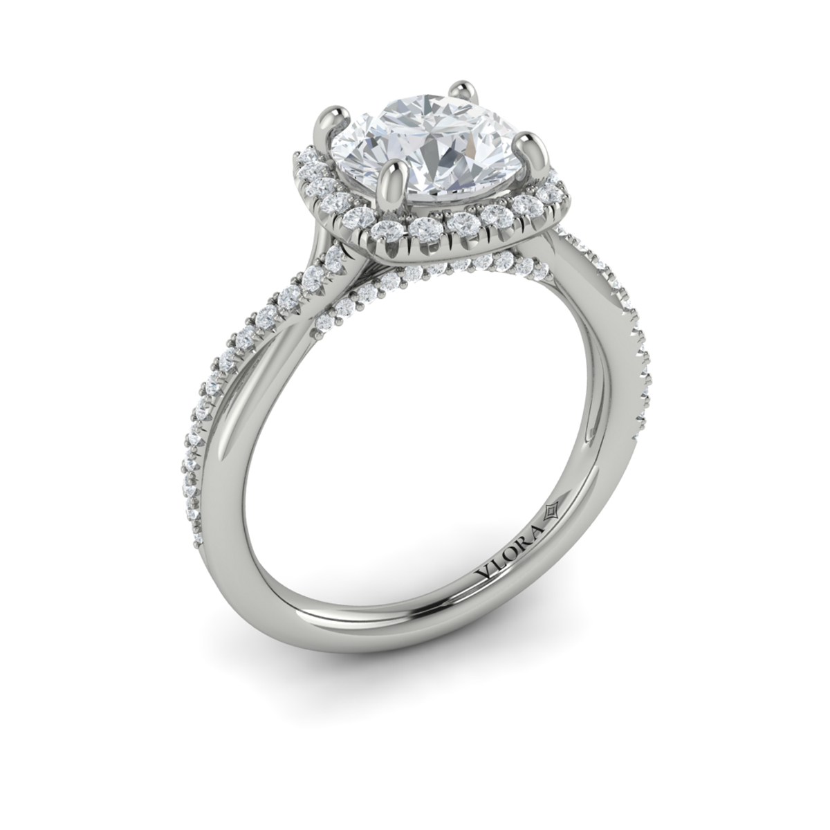 Entwined Euro Halo Round Engagement Ring