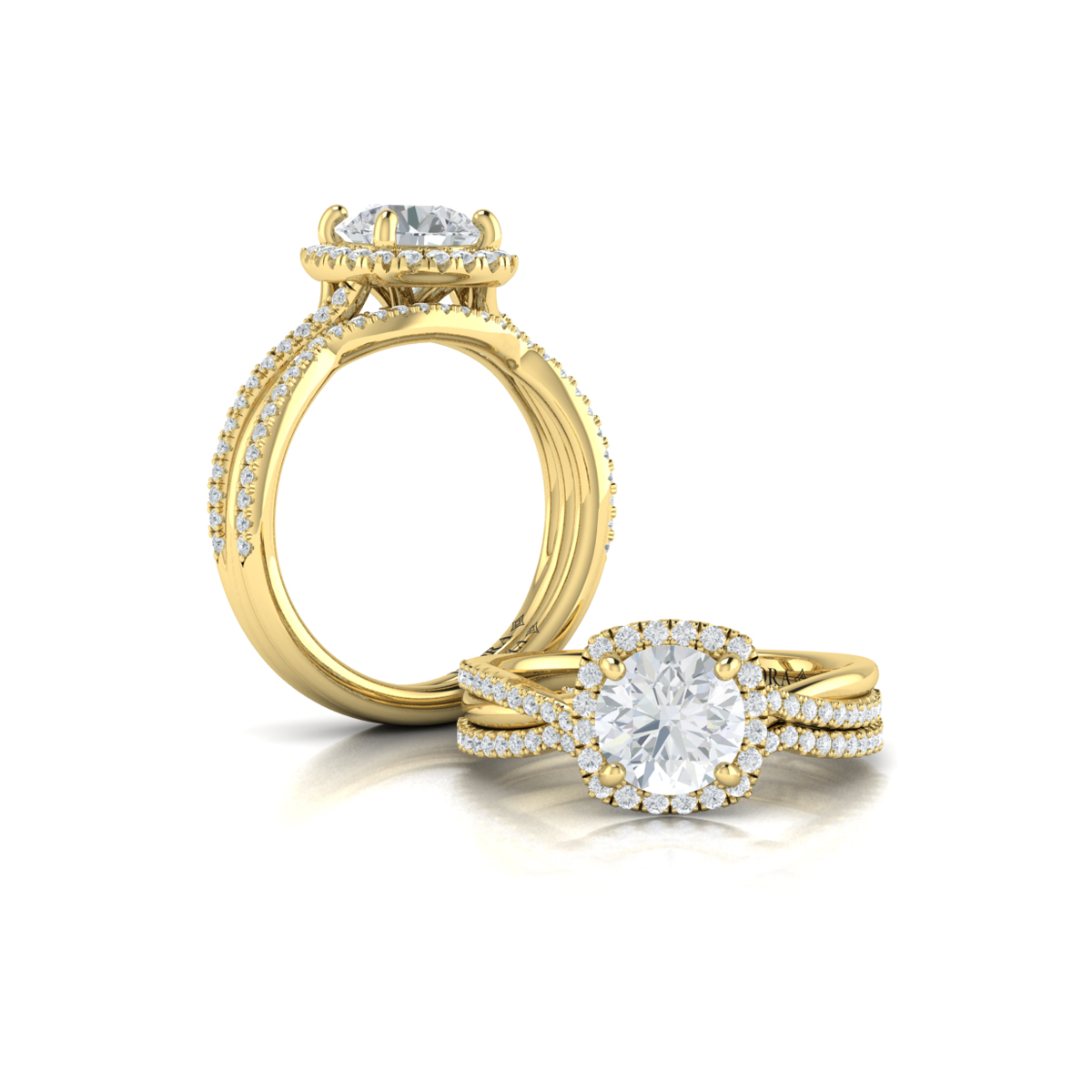 Entwined Euro Halo Round Engagement Ring