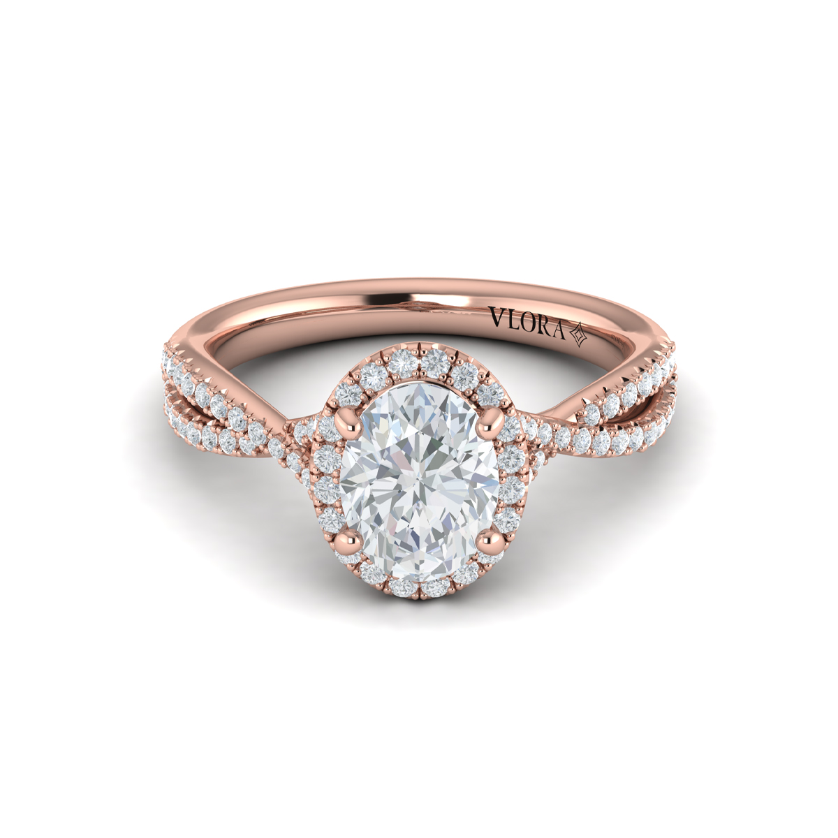 Entwined Oval Halo Engagement Ring