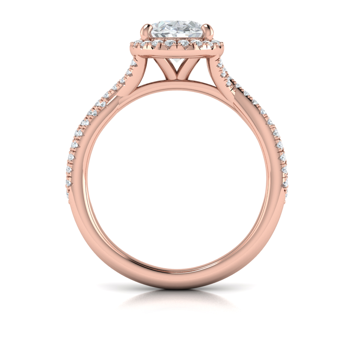 Entwined Oval Halo Engagement Ring
