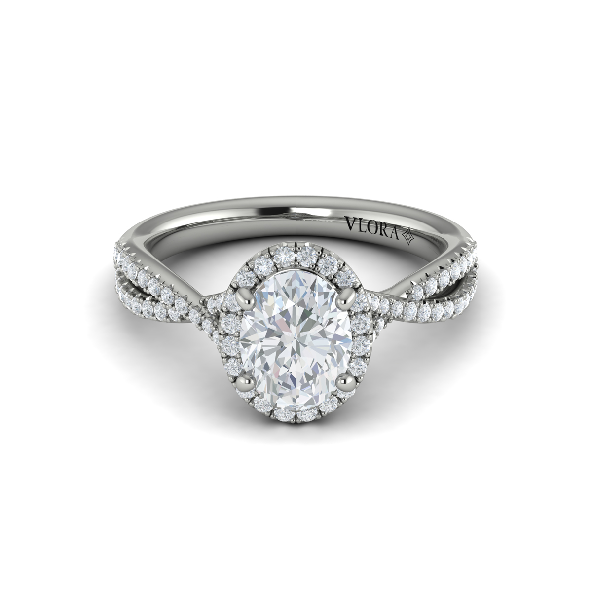 Entwined Oval Halo Engagement Ring