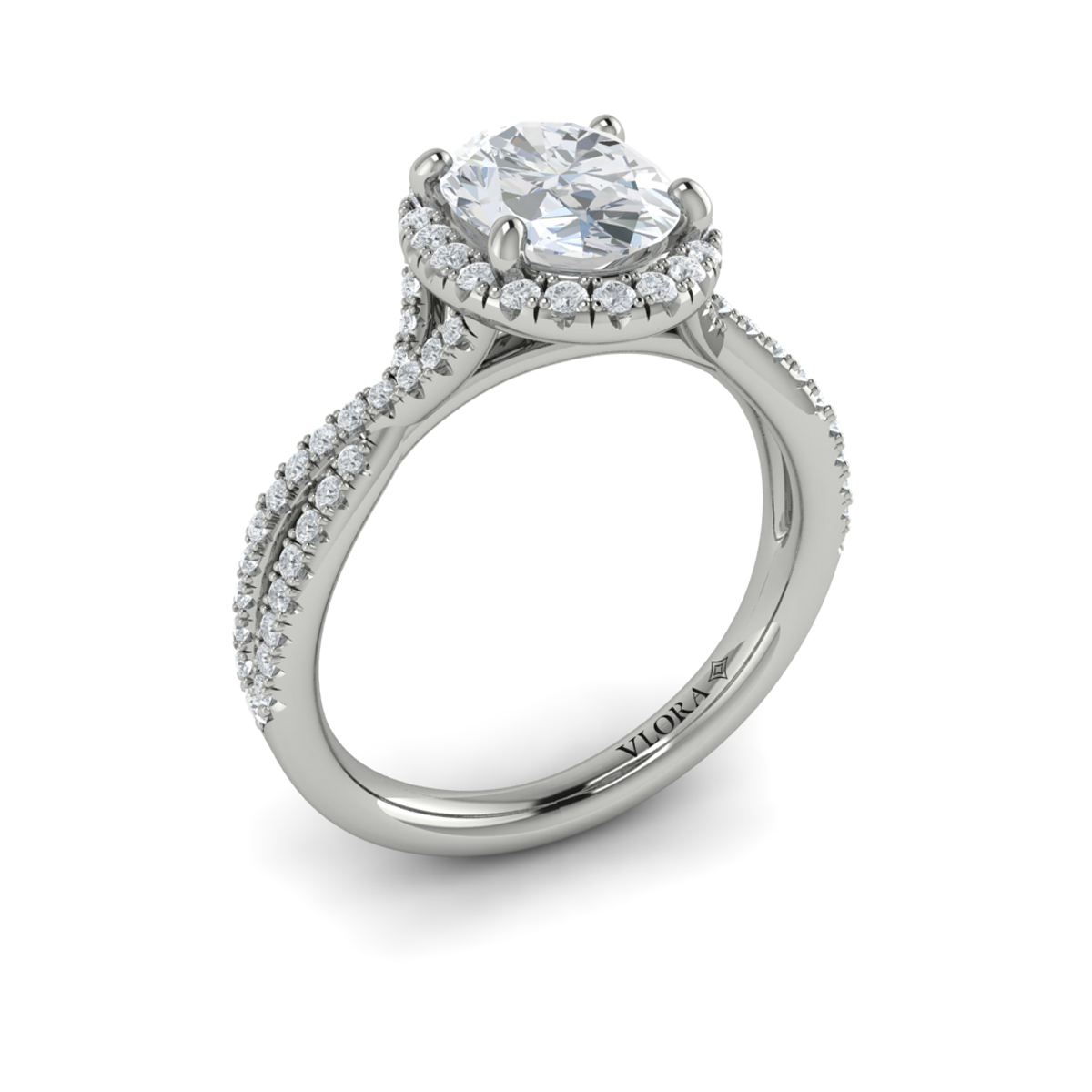 Entwined Oval Halo Engagement Ring