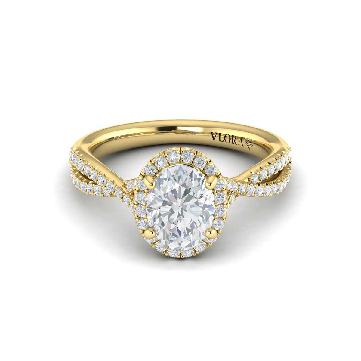 Entwined Oval Halo Engagement Ring