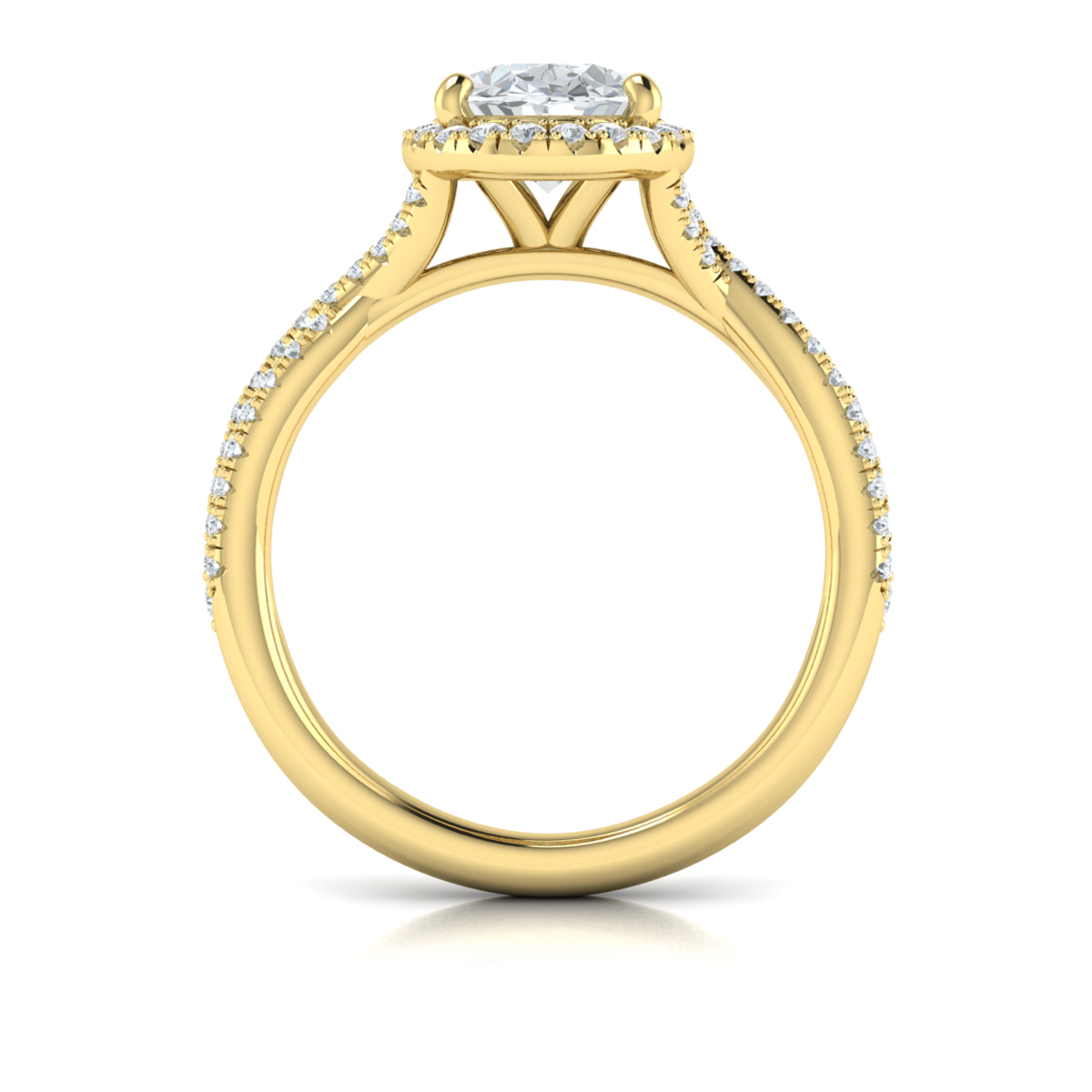 Entwined Oval Halo Engagement Ring