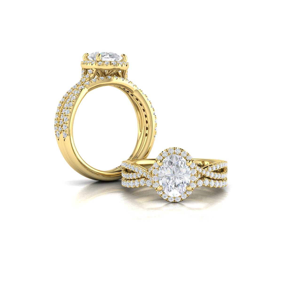 Entwined Oval Halo Engagement Ring