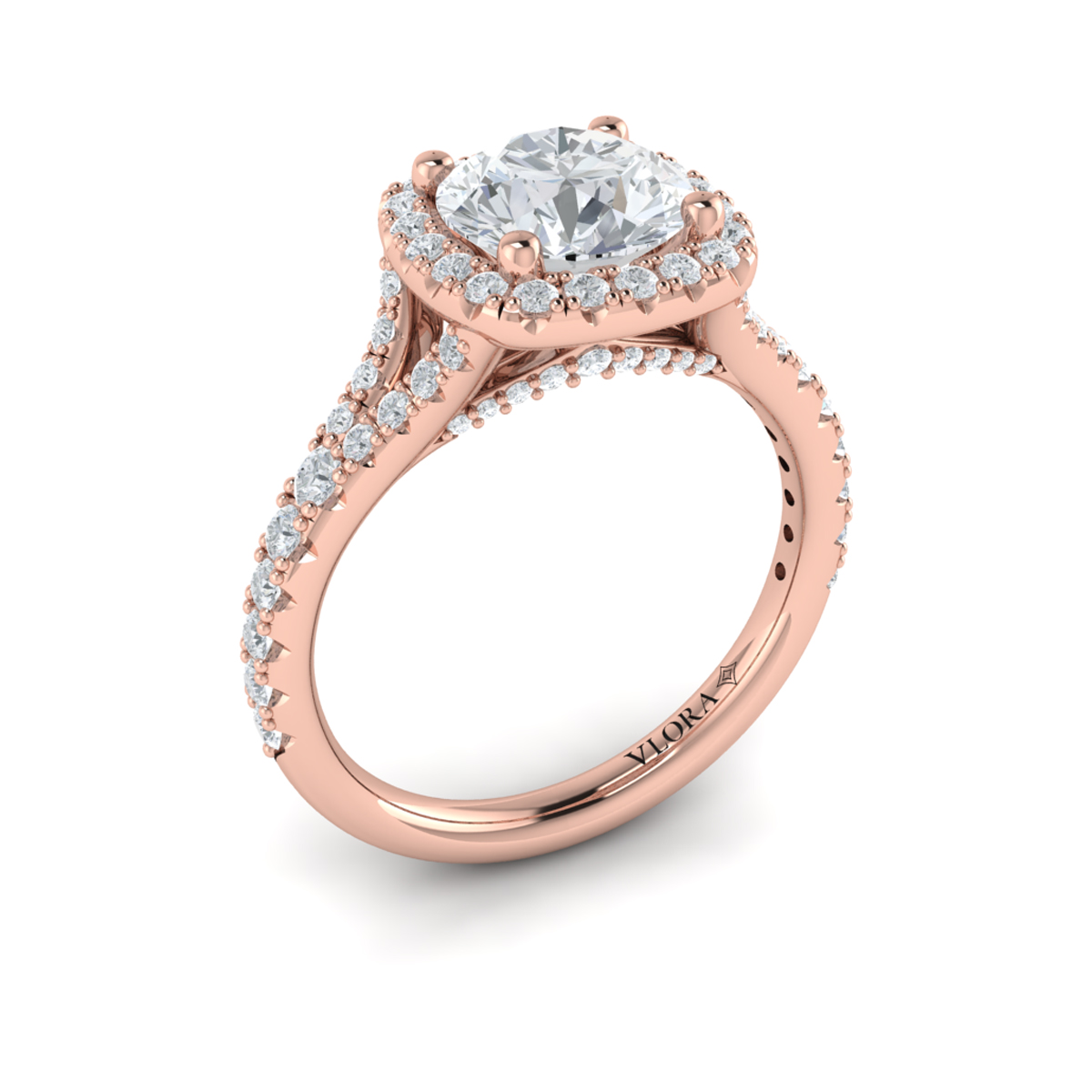 Euro Halo Round Engagement Ring
