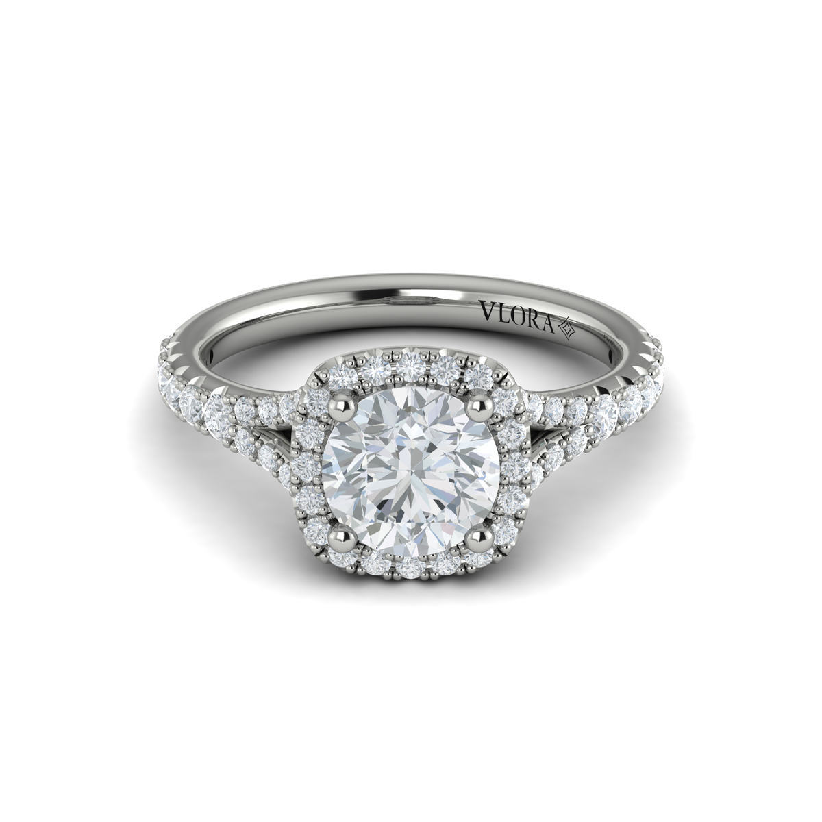 Euro Halo Round Engagement Ring