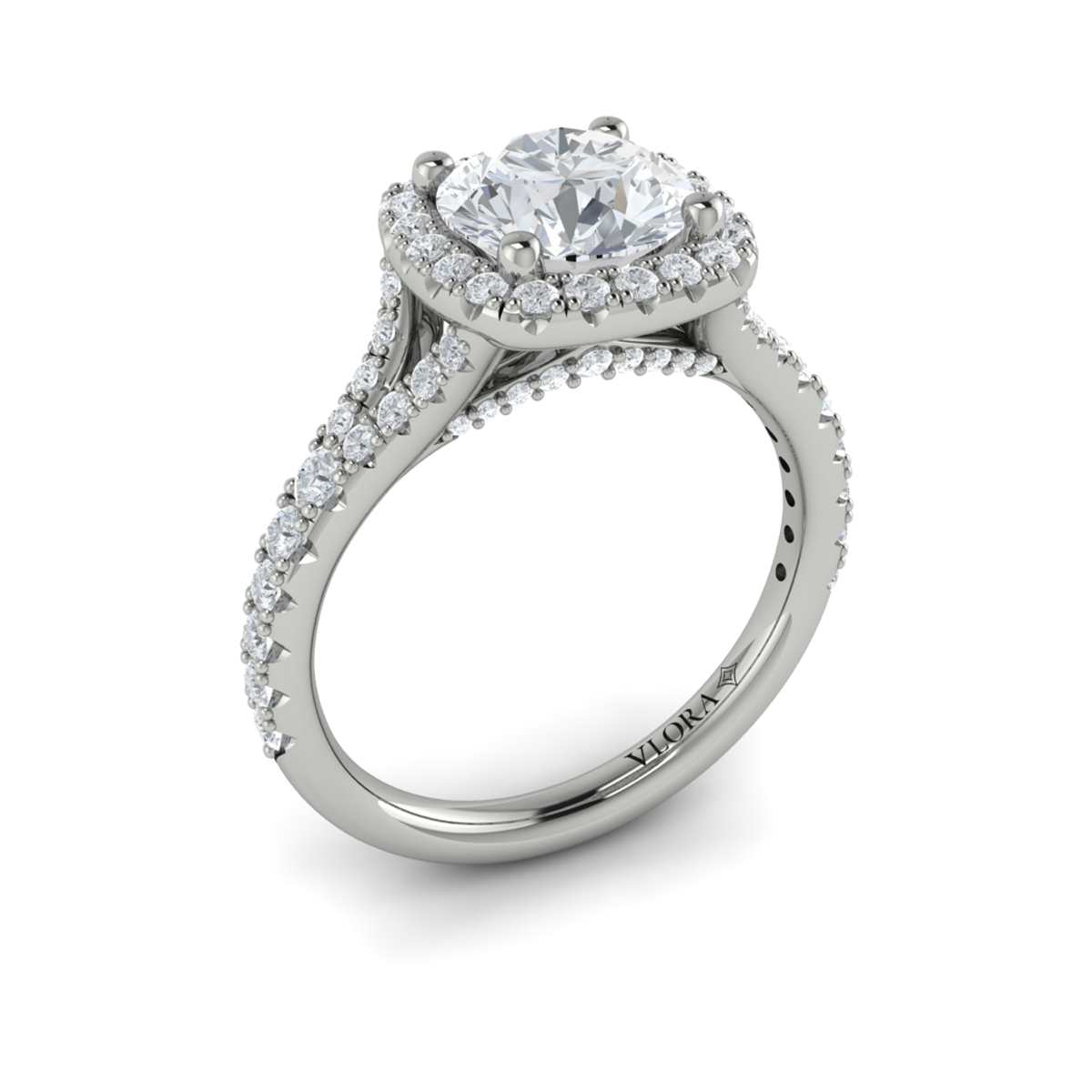 Euro Halo Round Engagement Ring