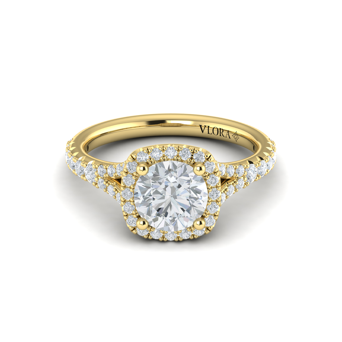 Euro Halo Round Engagement Ring