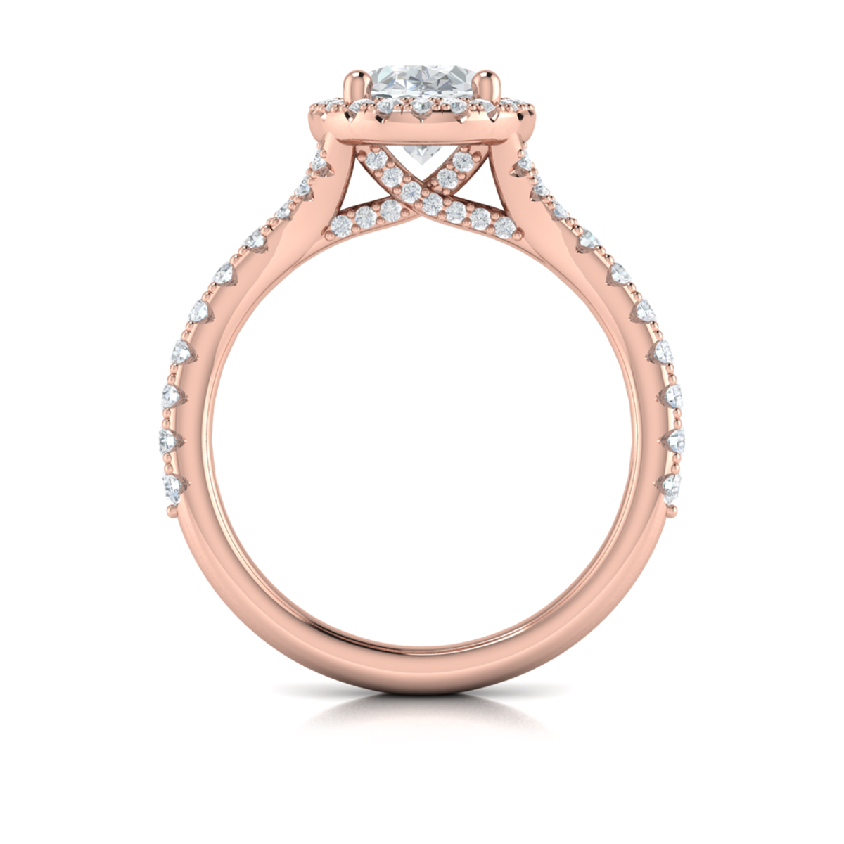 Timeless Halo Split Shank Oval Engagement Ring