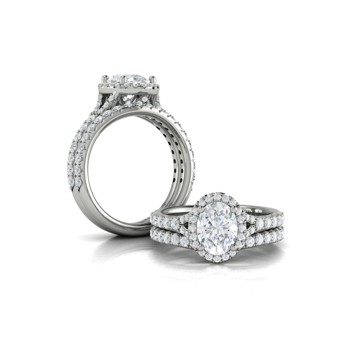 Timeless Halo Split Shank Oval Engagement Ring