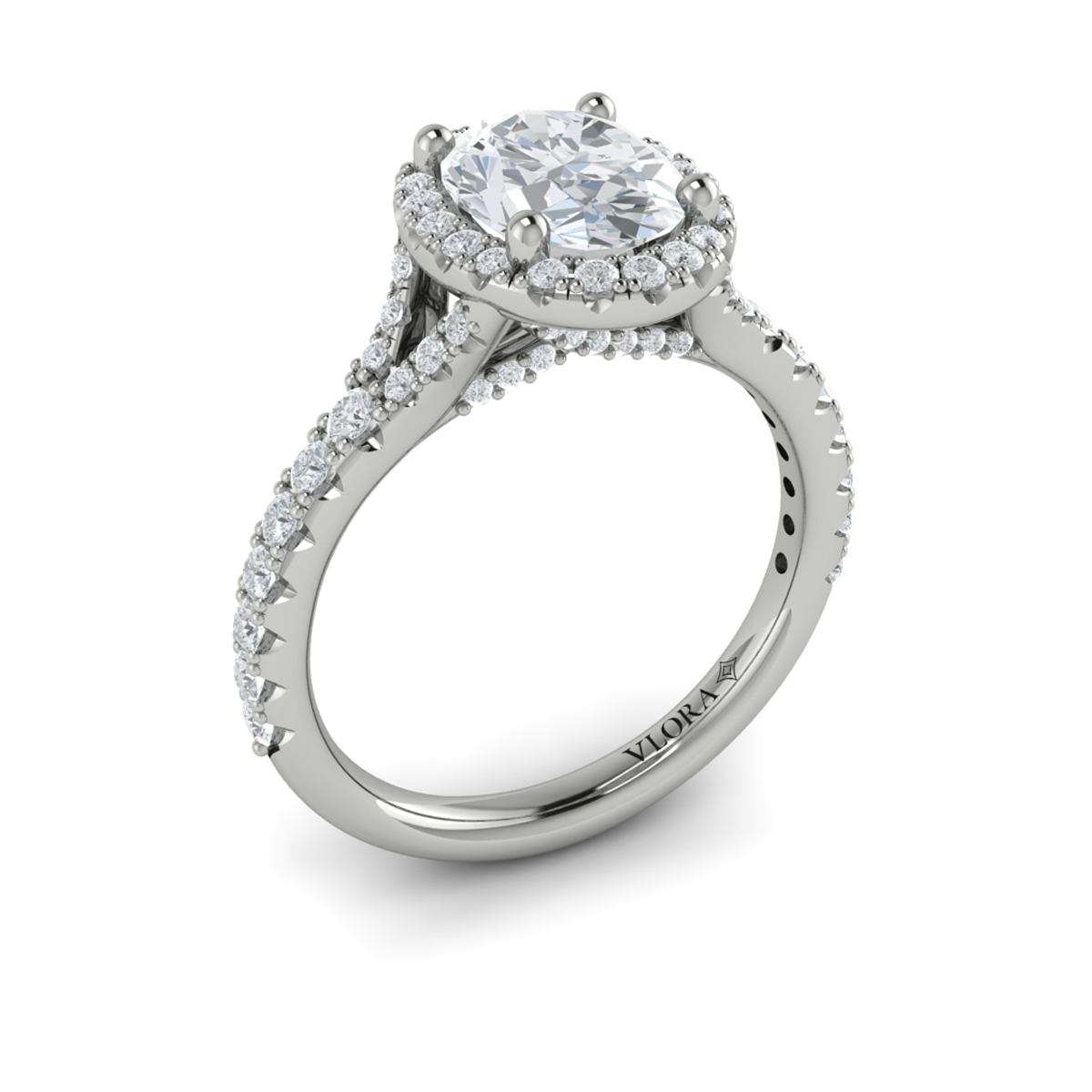 Timeless Halo Split Shank Oval Engagement Ring