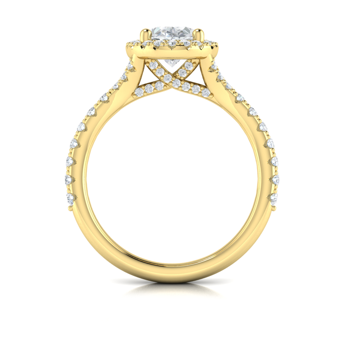 Timeless Halo Split Shank Oval Engagement Ring