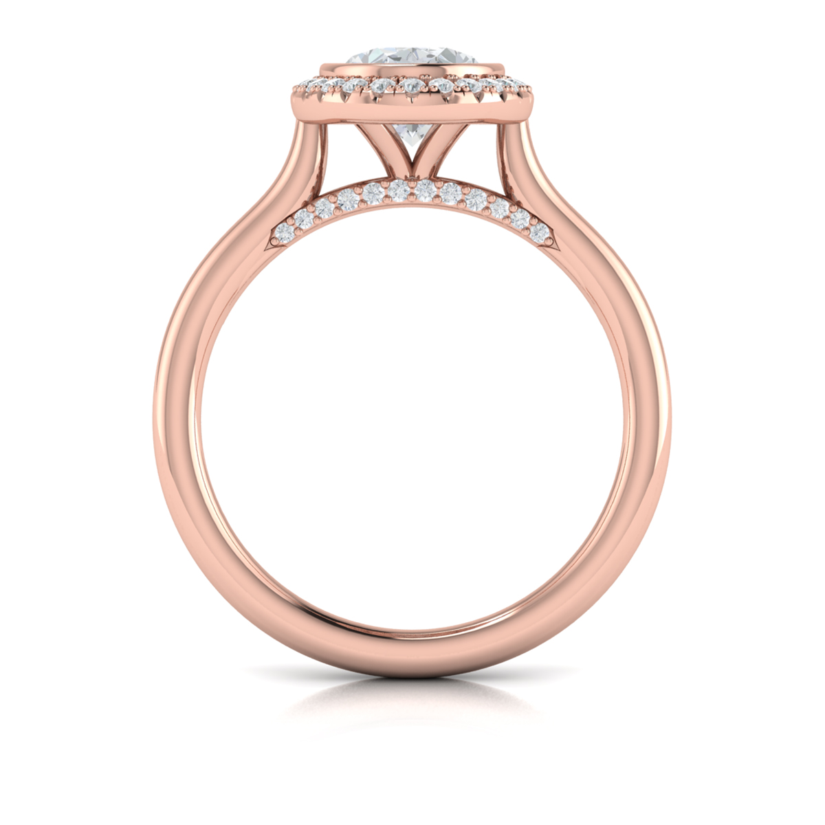 Regal Halo Oval Bezel Engagement Ring
