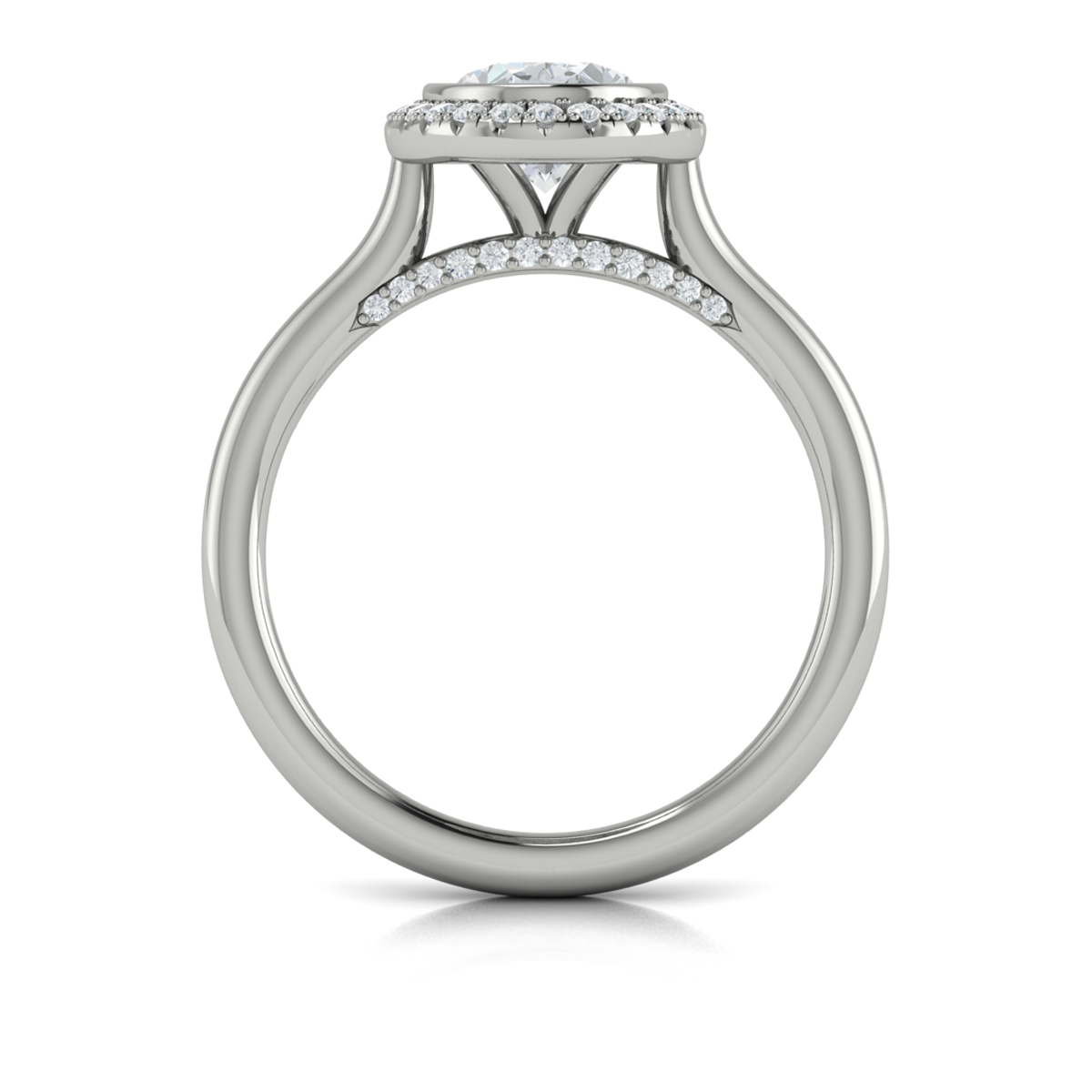 Regal Halo Oval Bezel Engagement Ring