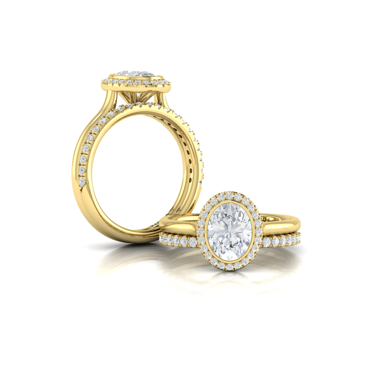 Regal Halo Oval Bezel Engagement Ring