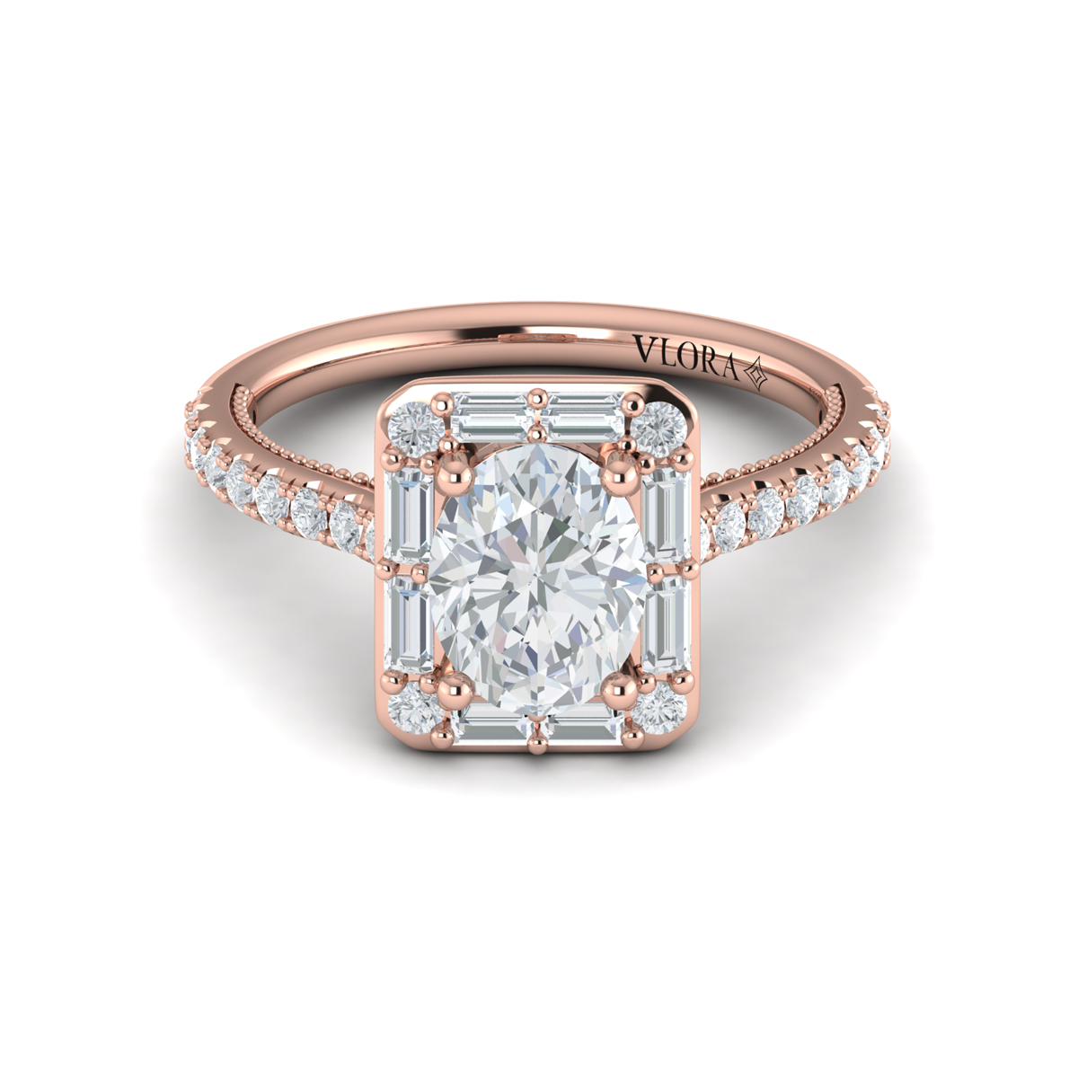 Deco Elegance Halo Oval Engagement Ring
