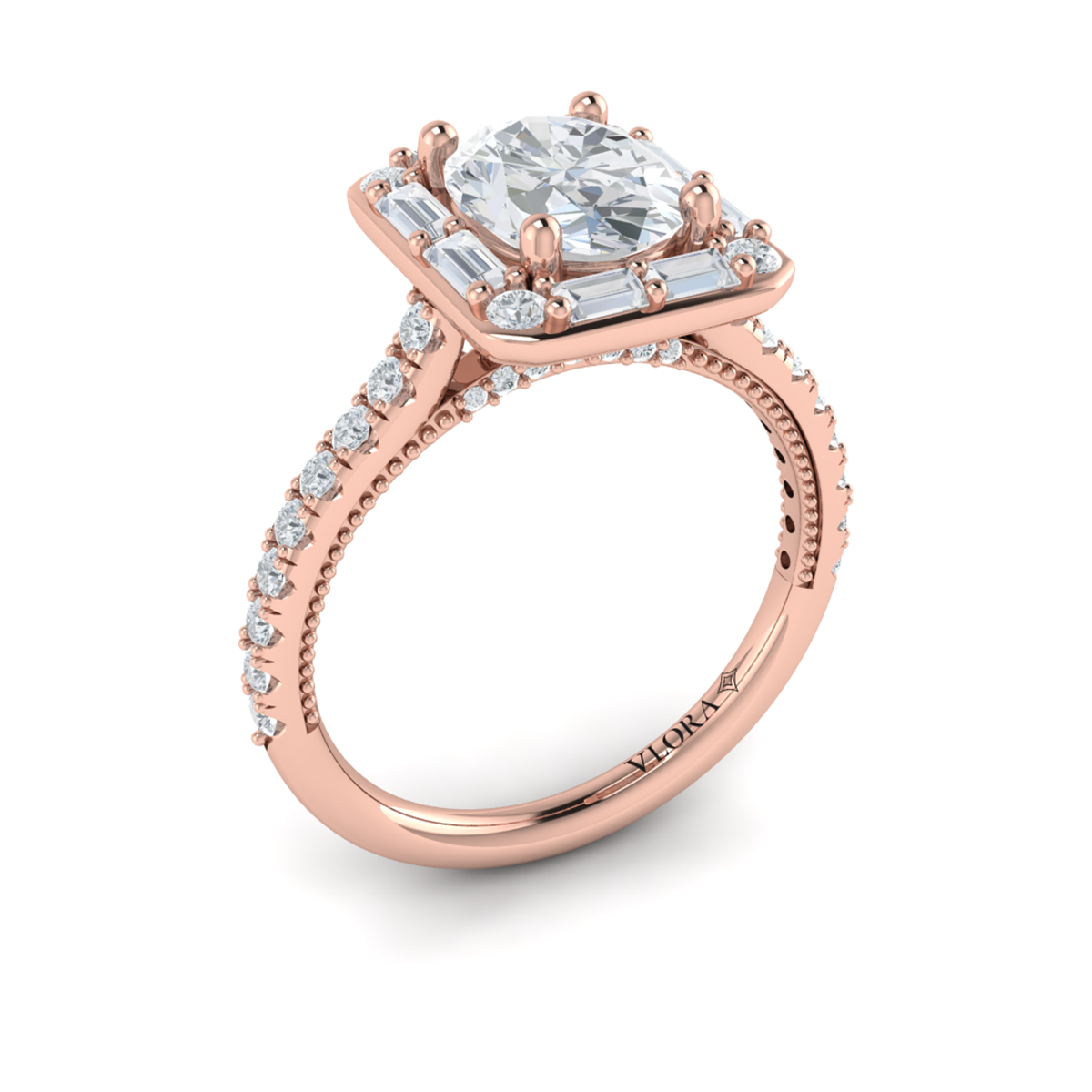 Deco Elegance Halo Oval Engagement Ring
