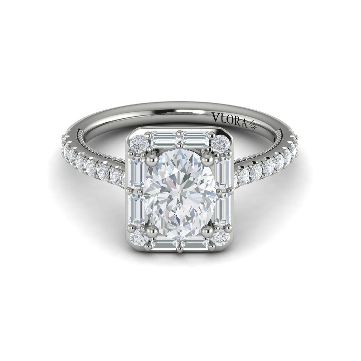 Deco Elegance Halo Oval Engagement Ring