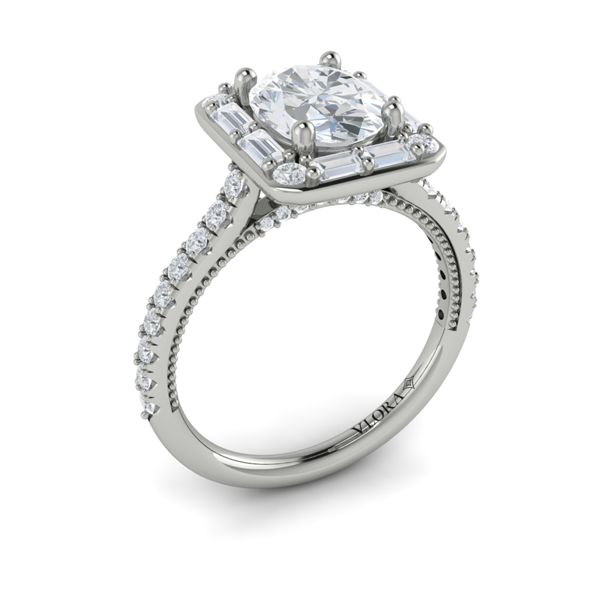 Deco Elegance Halo Oval Engagement Ring