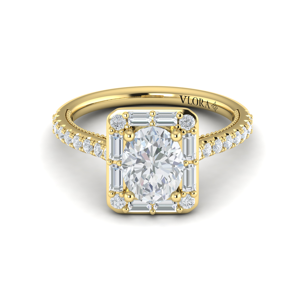 Deco Elegance Halo Oval Engagement Ring