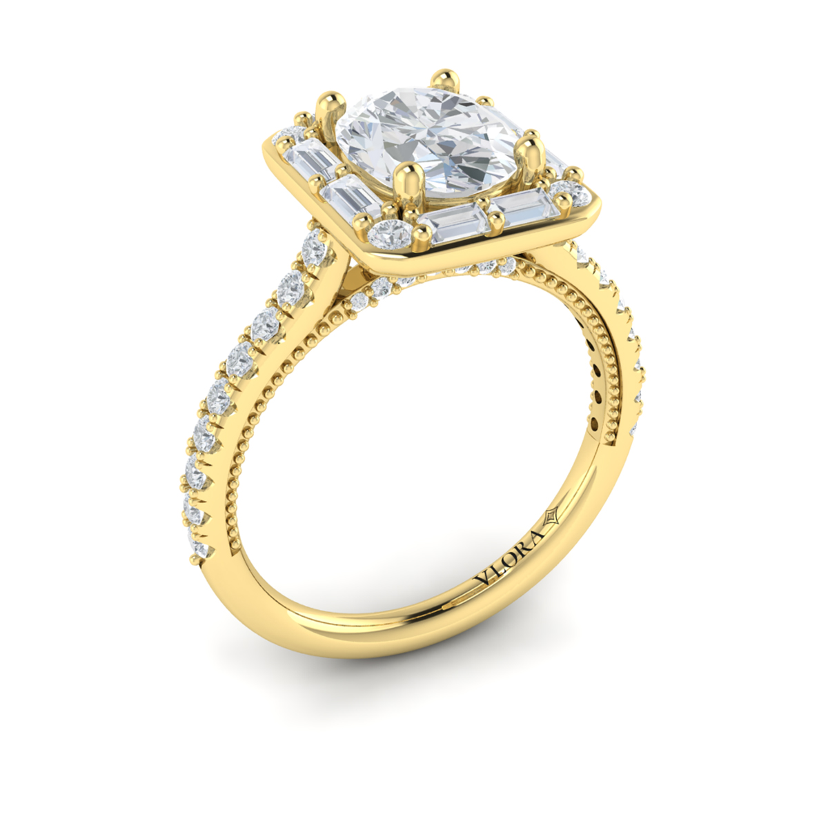 Deco Elegance Halo Oval Engagement Ring