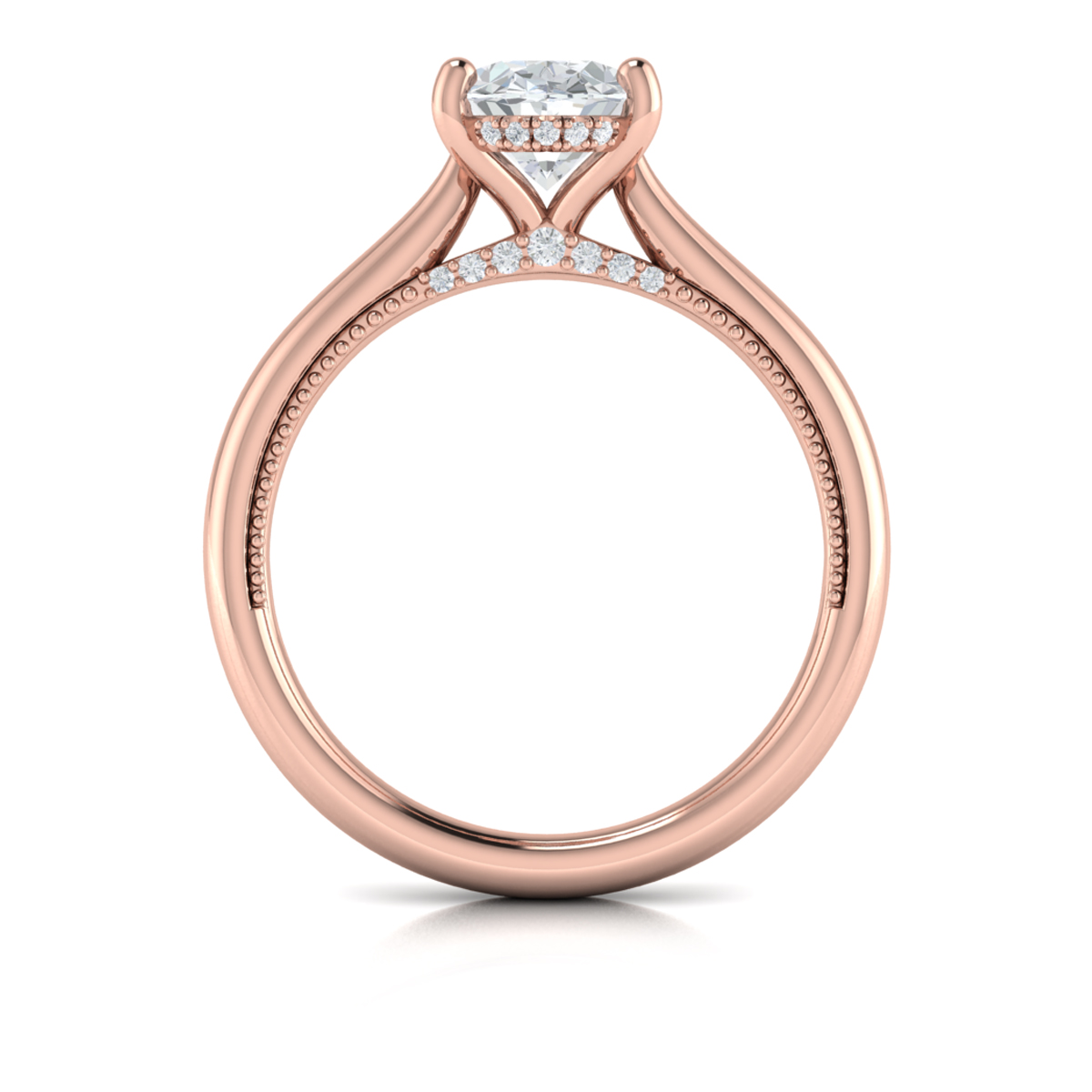 Modern Vintage Solitaire Engagement Ring with Hidden Halo