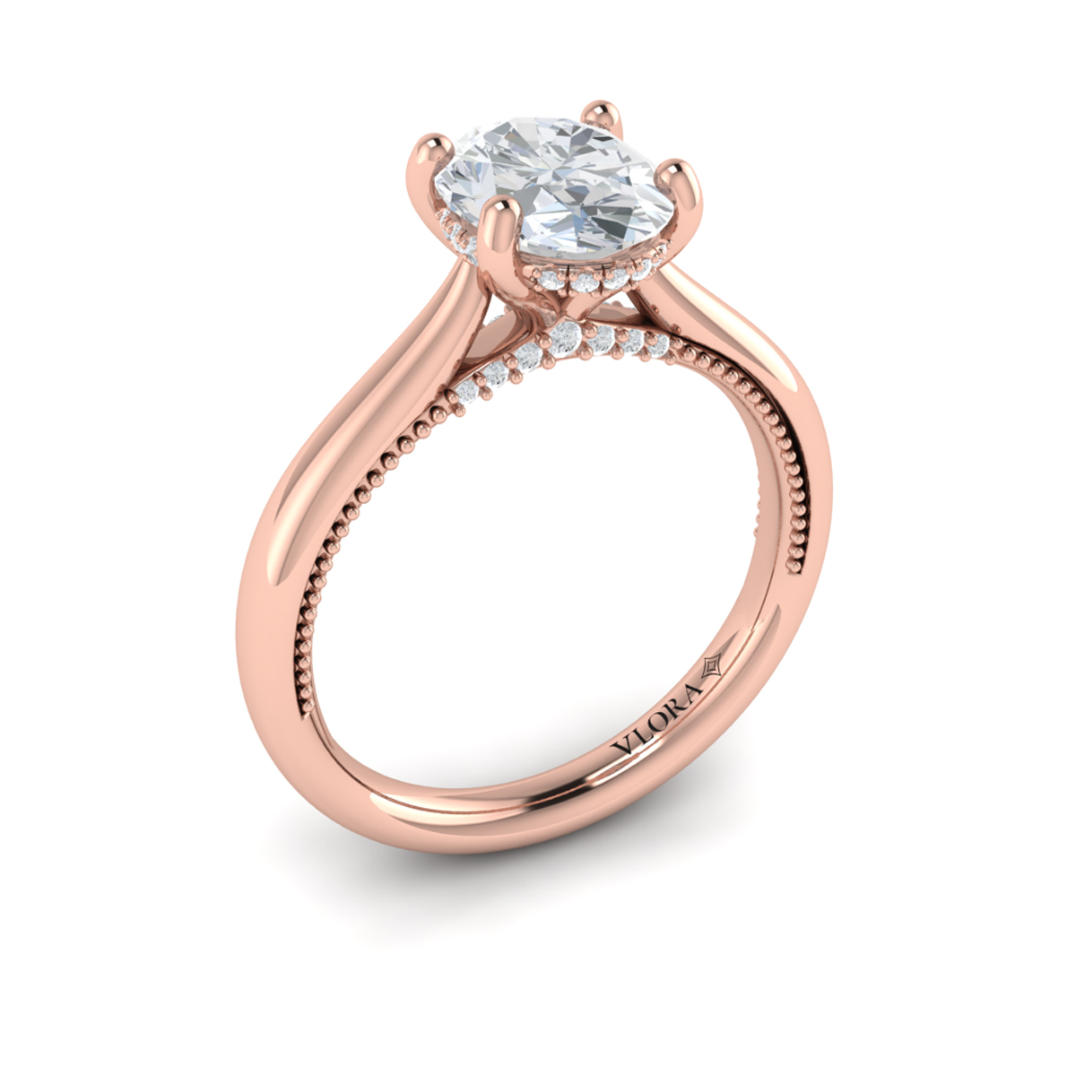 Modern Vintage Solitaire Engagement Ring with Hidden Halo