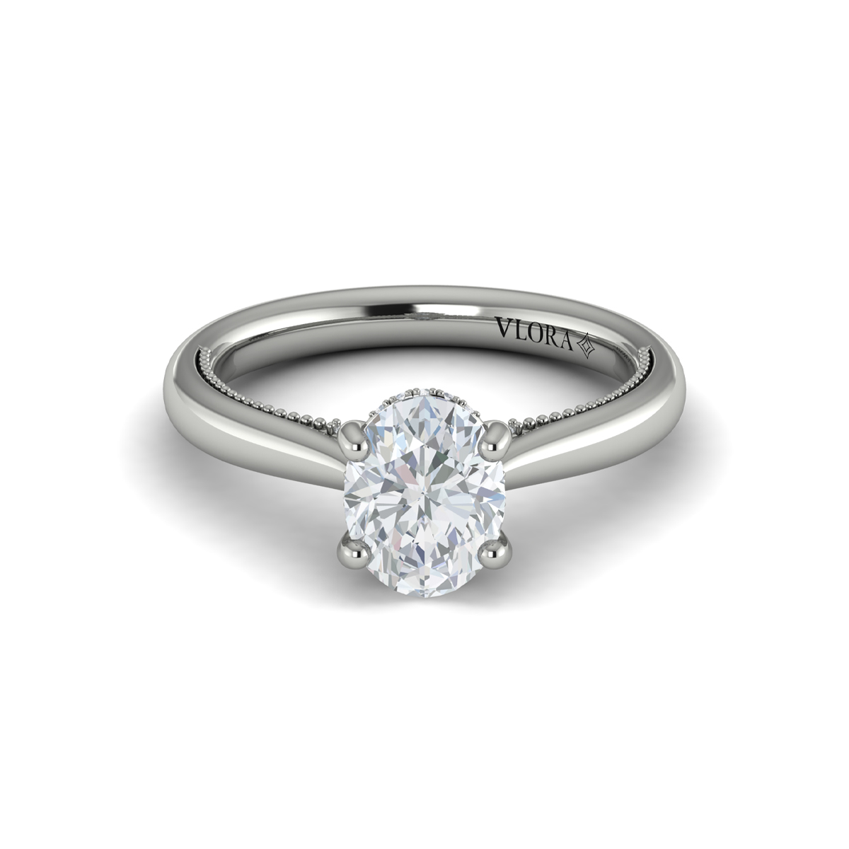 Modern Vintage Solitaire Engagement Ring with Hidden Halo