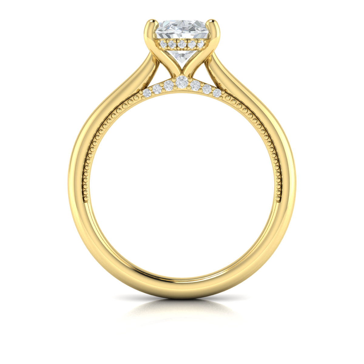 Modern Vintage Solitaire Engagement Ring with Hidden Halo