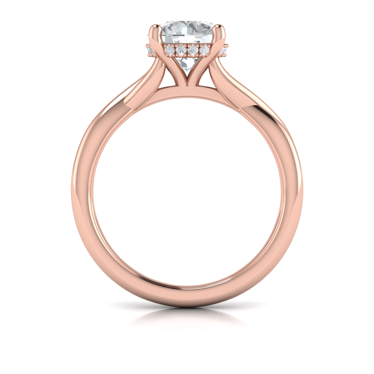 Entwined Solitaire Engagement Ring with Hidden Halo