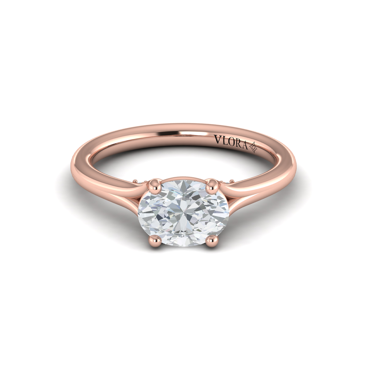 Horizon Solitaire Spit Shank Oval Engagement Ring