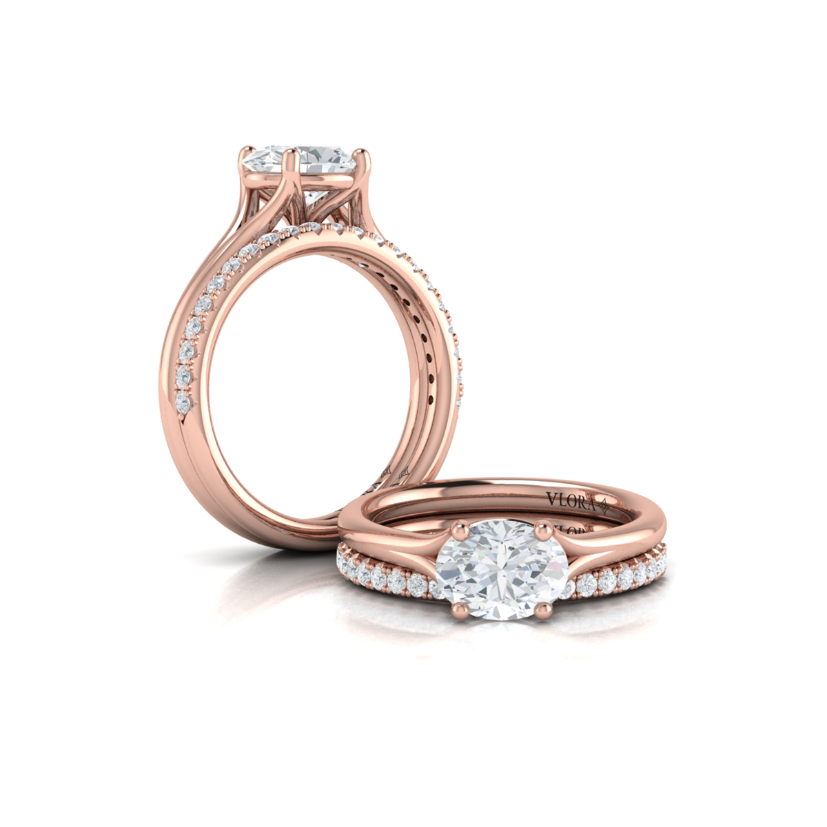 Horizon Solitaire Spit Shank Oval Engagement Ring