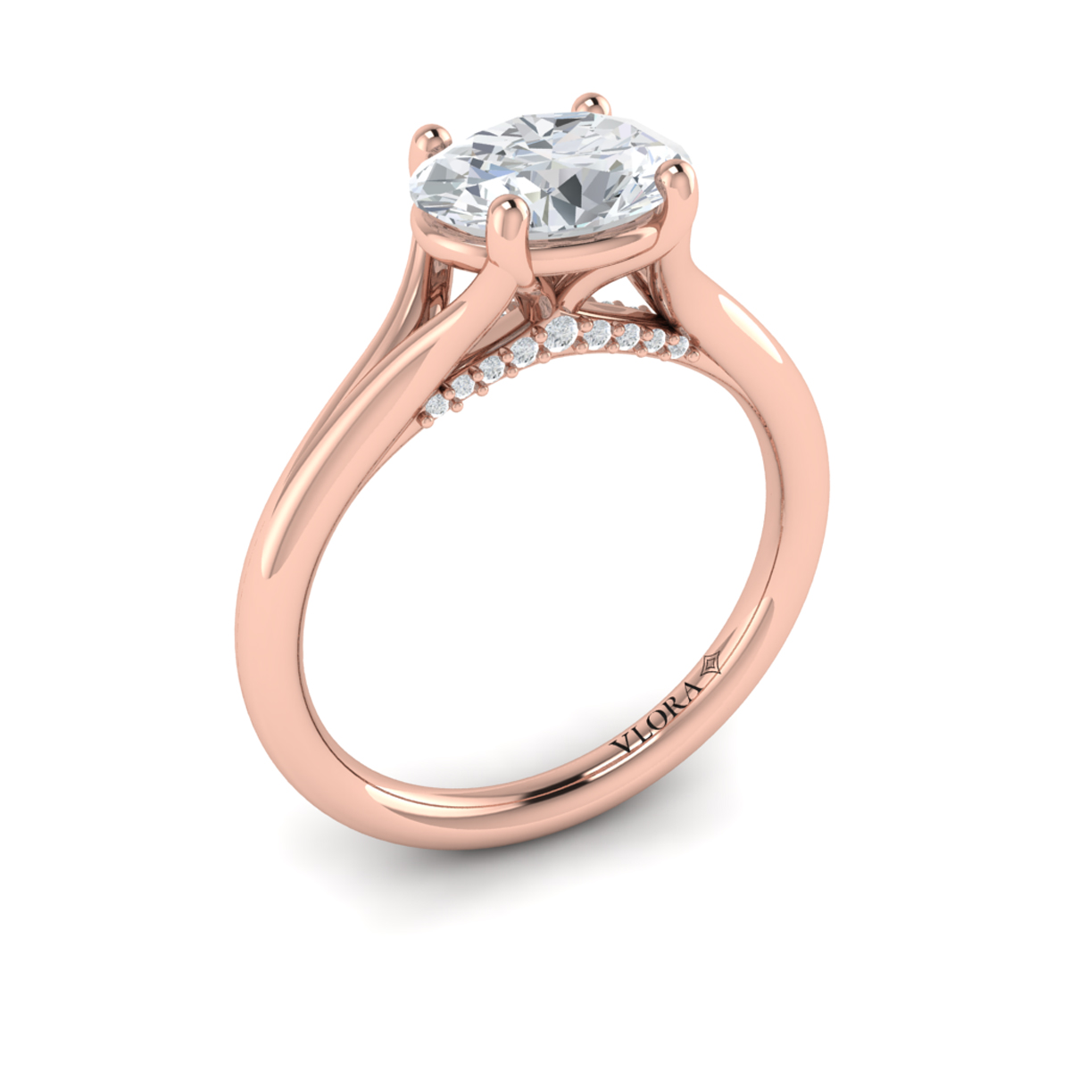 Horizon Solitaire Spit Shank Oval Engagement Ring