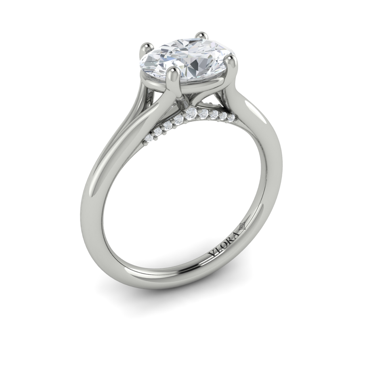 Horizon Solitaire Spit Shank Oval Engagement Ring