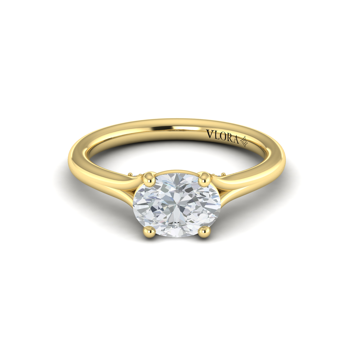 Horizon Solitaire Spit Shank Oval Engagement Ring